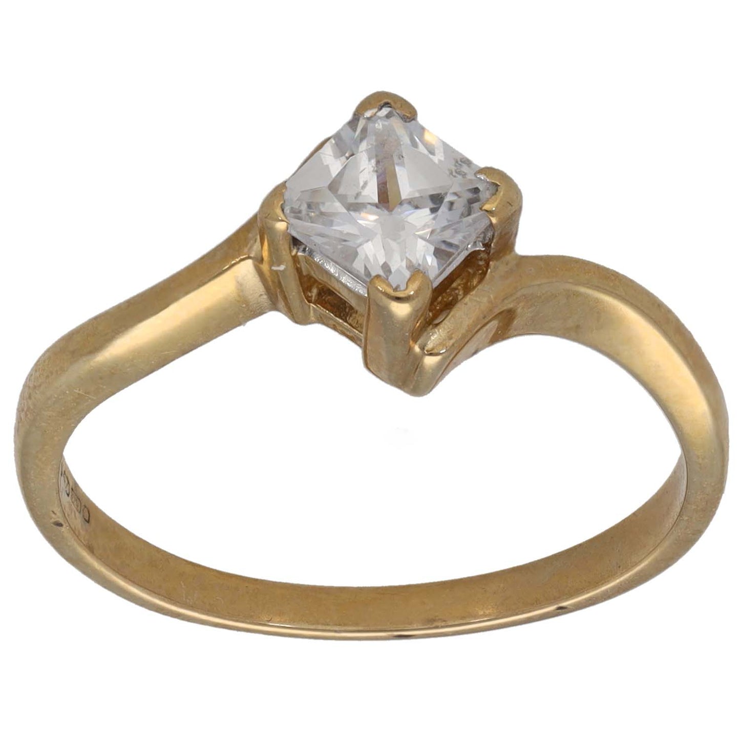 9ct Gold Cubic Zirconia Single Stone Ring Size O