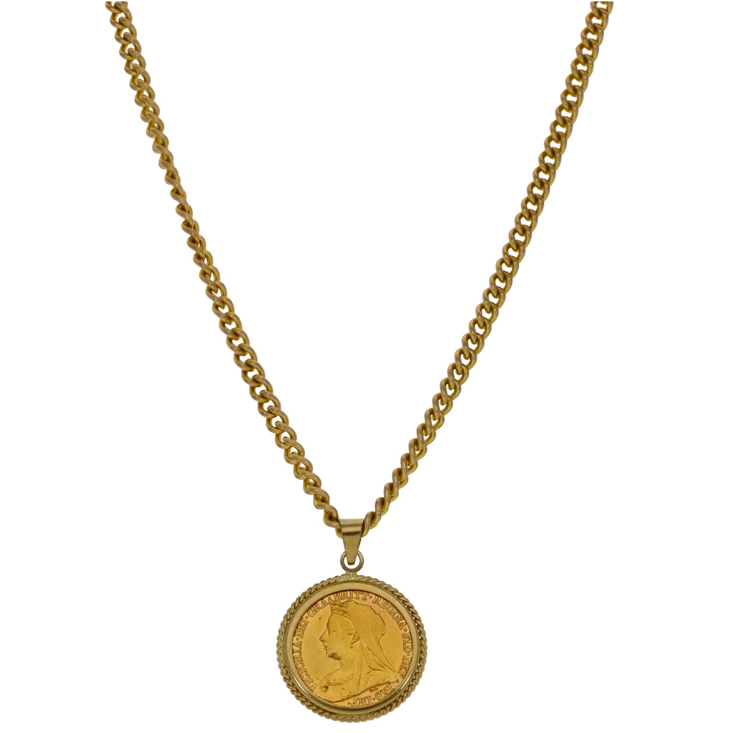 9ct Gold Half Sovereign Coin Pendant With Chain