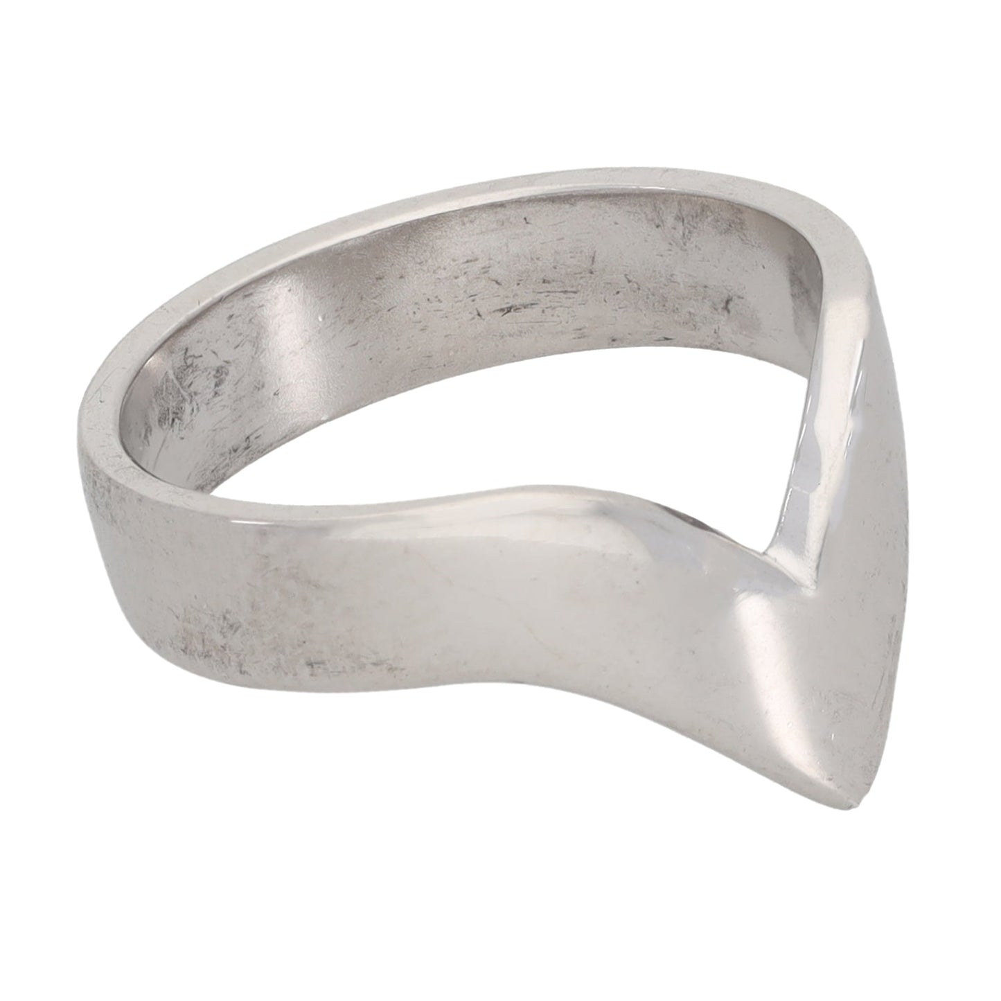 9ct White Gold Wishbone Ring Size L