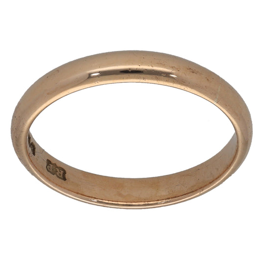 9ct Gold Plain Wedding Ring Size M