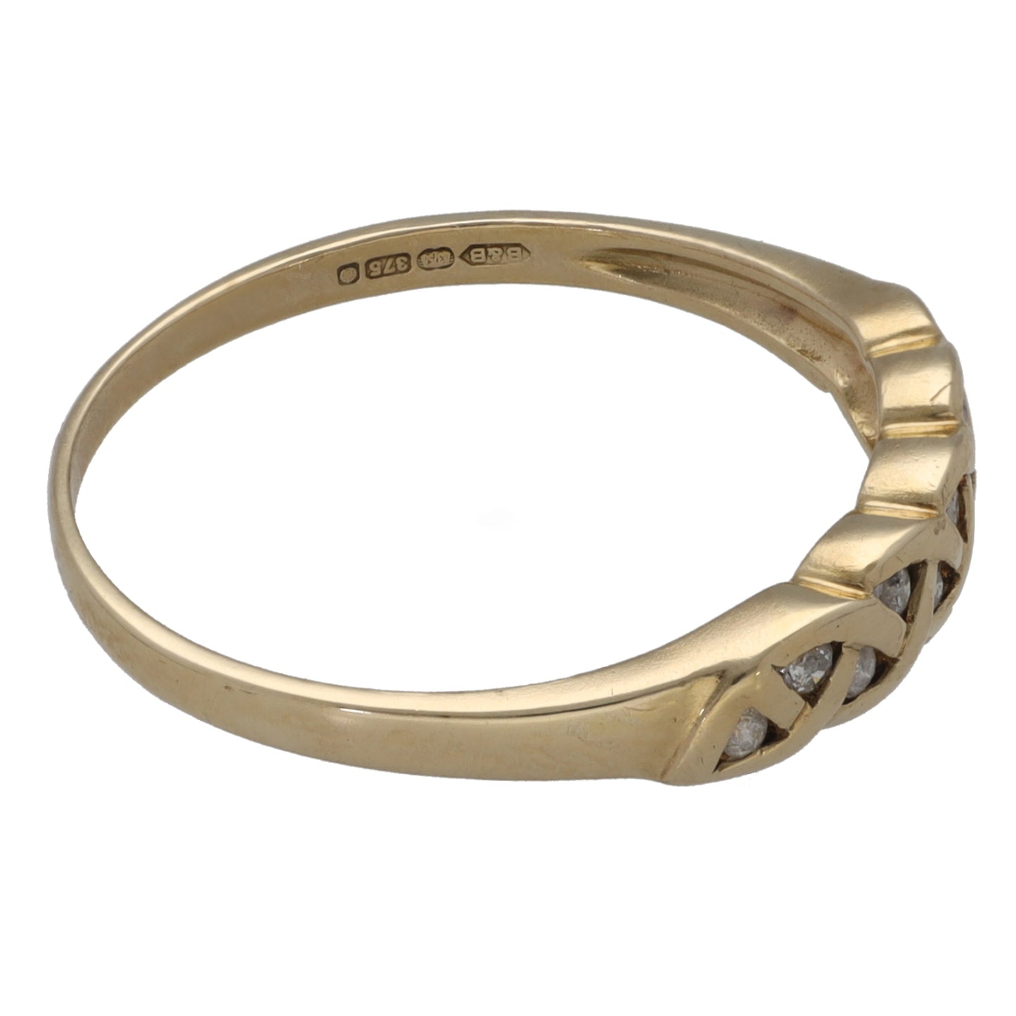 9ct Gold 0.10ct Diamond Half Eternity Ring Size P