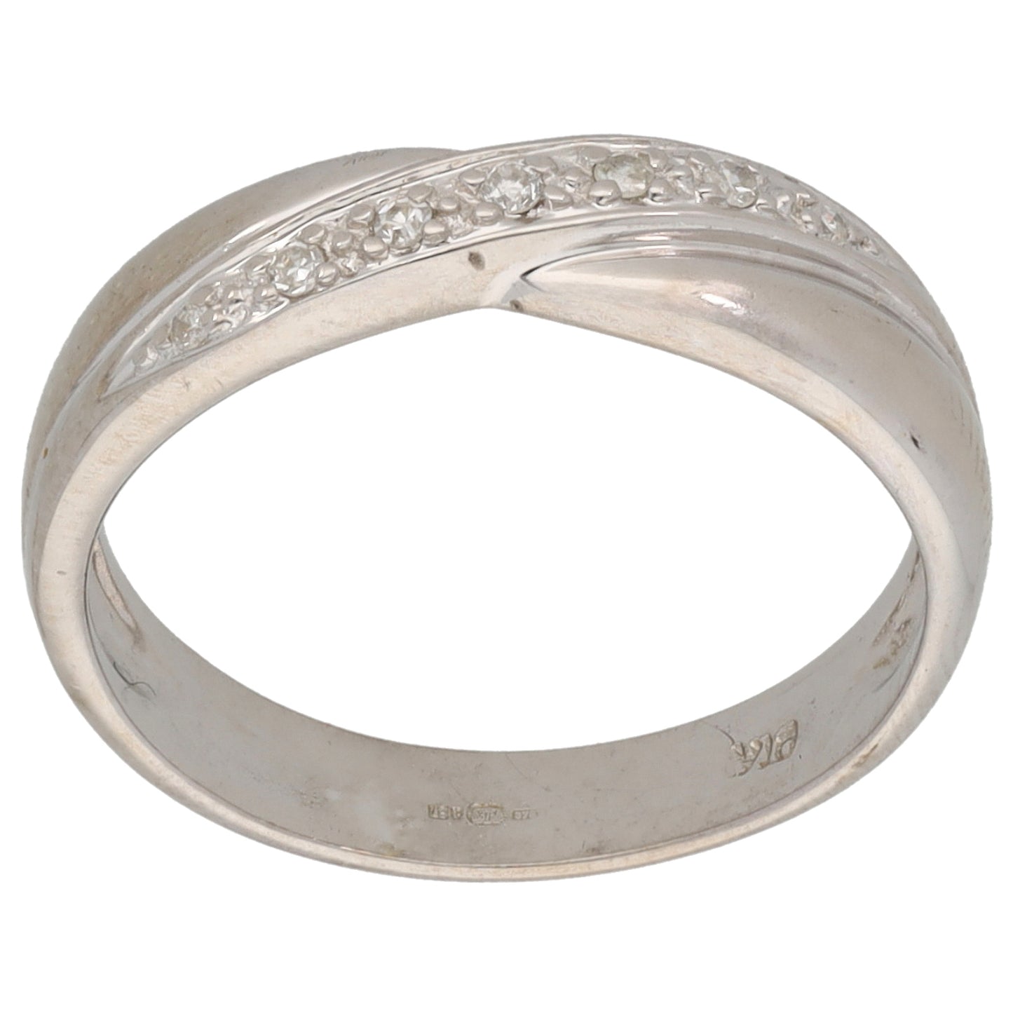 9ct White Gold 0.07ct Diamond Half Eternity Ring Size L