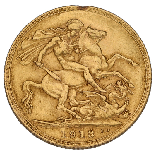 22ct Gold King George V Full Sovereign Coin 1913