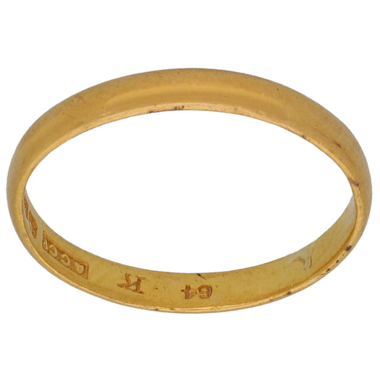 22ct Gold Plain Wedding Ring Size L