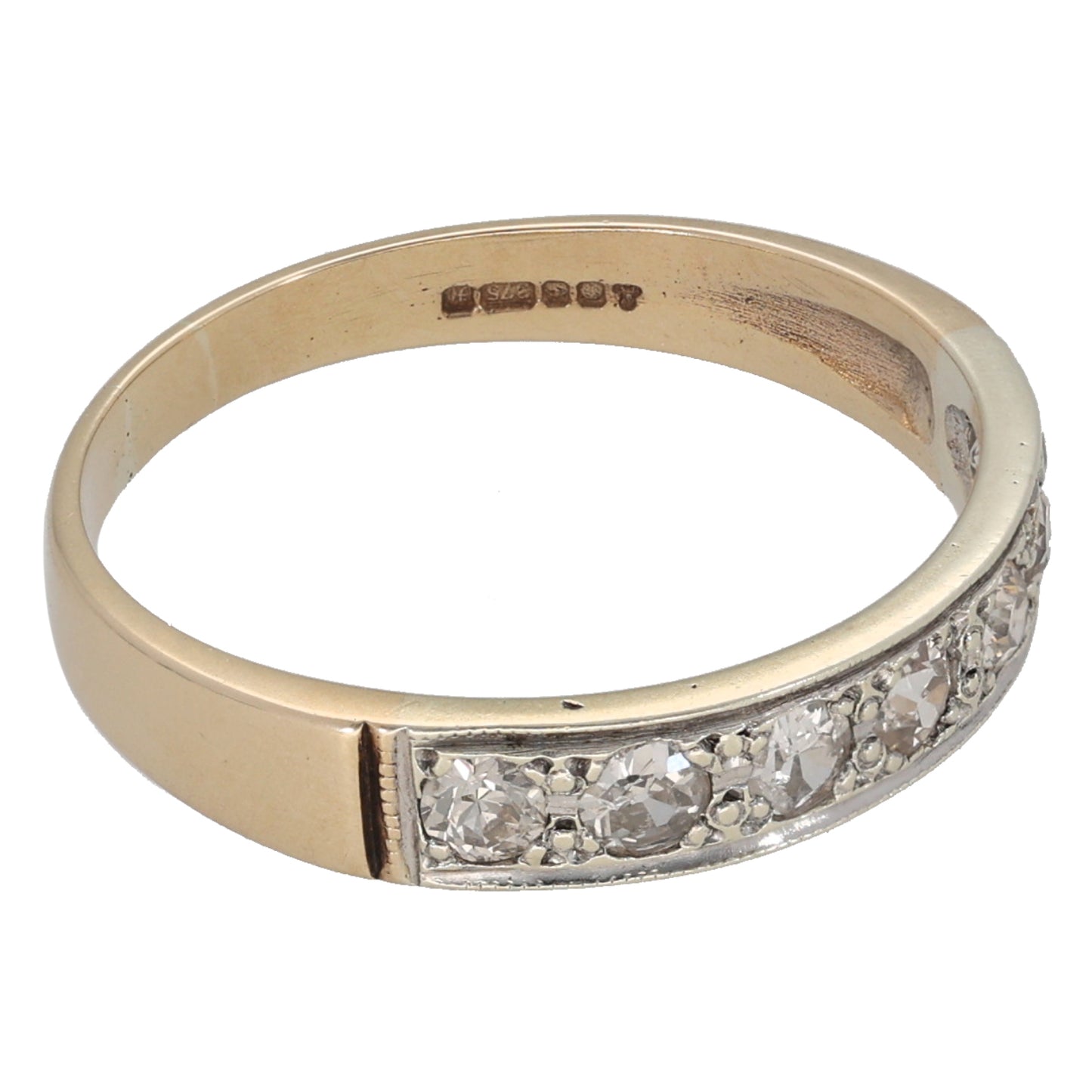 9ct Gold 0.49ct Diamond Half Eternity Ring Size O