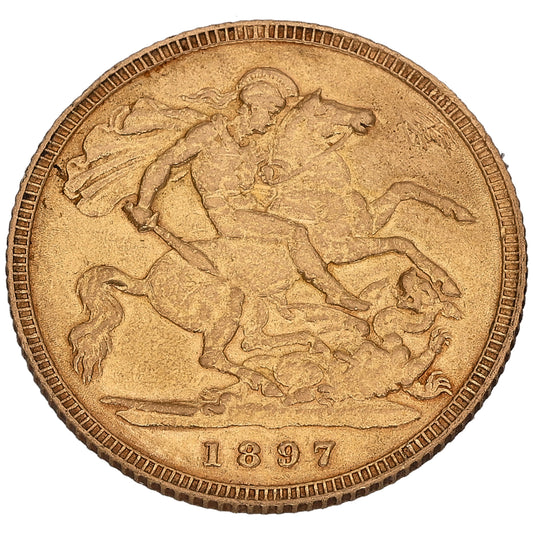 22ct Gold Queen Victoria Half Sovereign Coin 1897