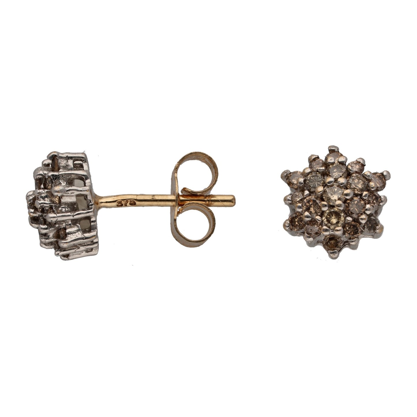 9ct Gold 0.38ct Diamond Cluster Earrings