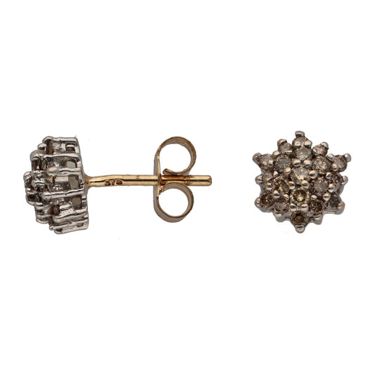 9ct Gold 0.38ct Diamond Cluster Earrings