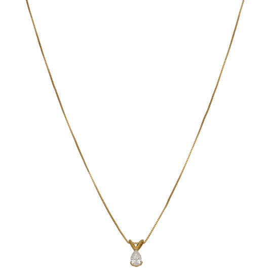 18ct Gold 0.26ct Diamond Solitaire Pendant With Chain