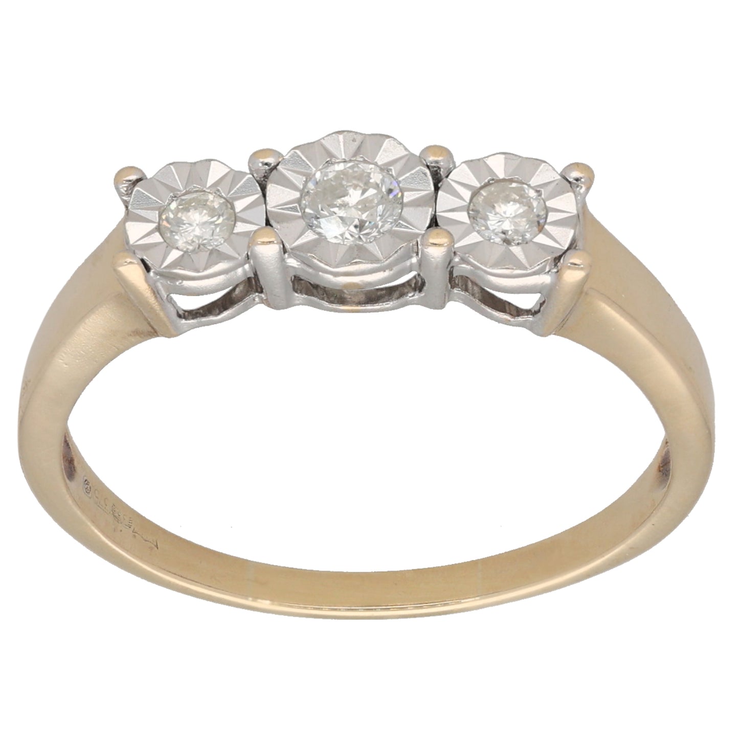 9ct Gold 0.25ct Diamond Trilogy Ring Size T