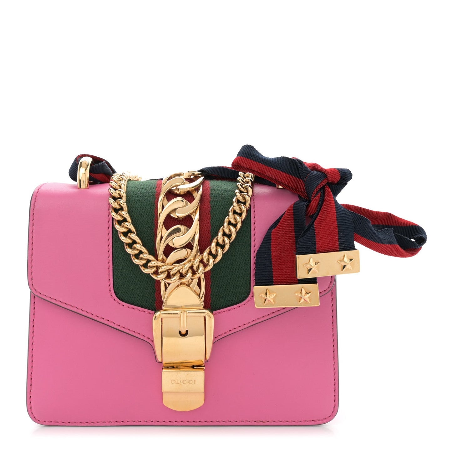 Gucci Sylvie Mini Chain Calfskin Leather Bag - Pink Tropical Flower