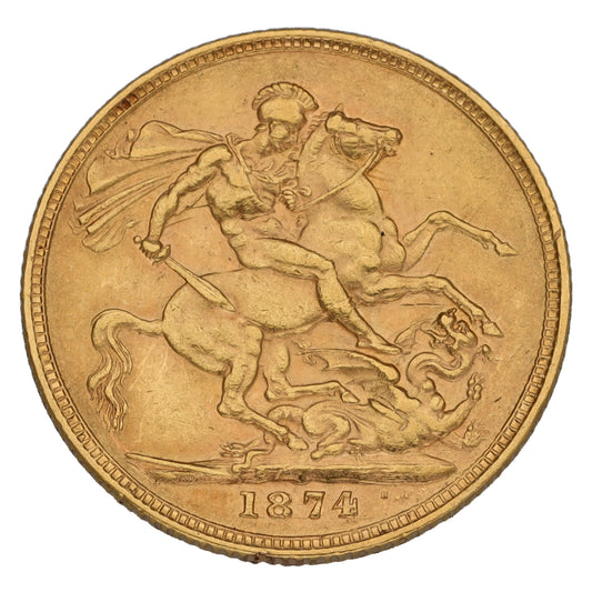 22ct Gold Queen Victoria Full Sovereign Coin 1874