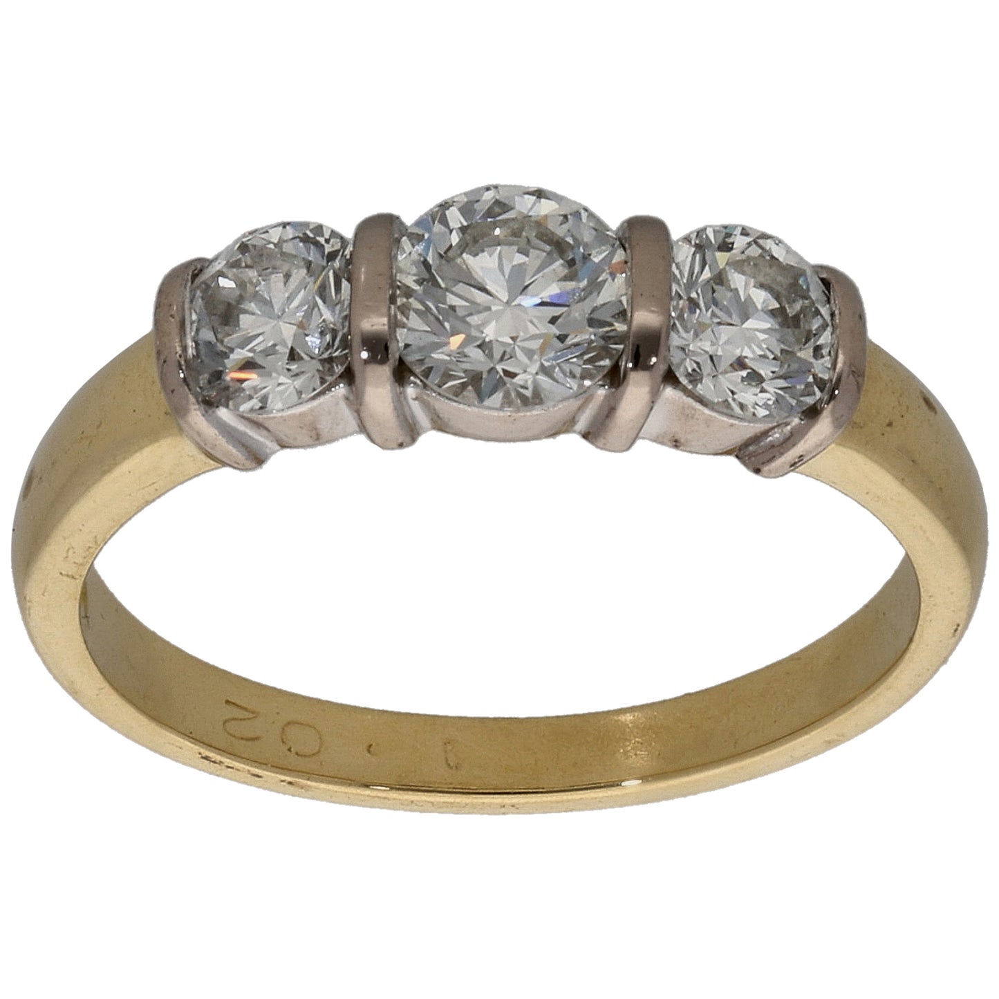 18ct Gold 1.02ct Diamond Trilogy Ring Size M