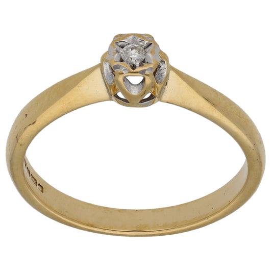 9ct Gold 0.03ct Diamond Solitaire Ring Size L