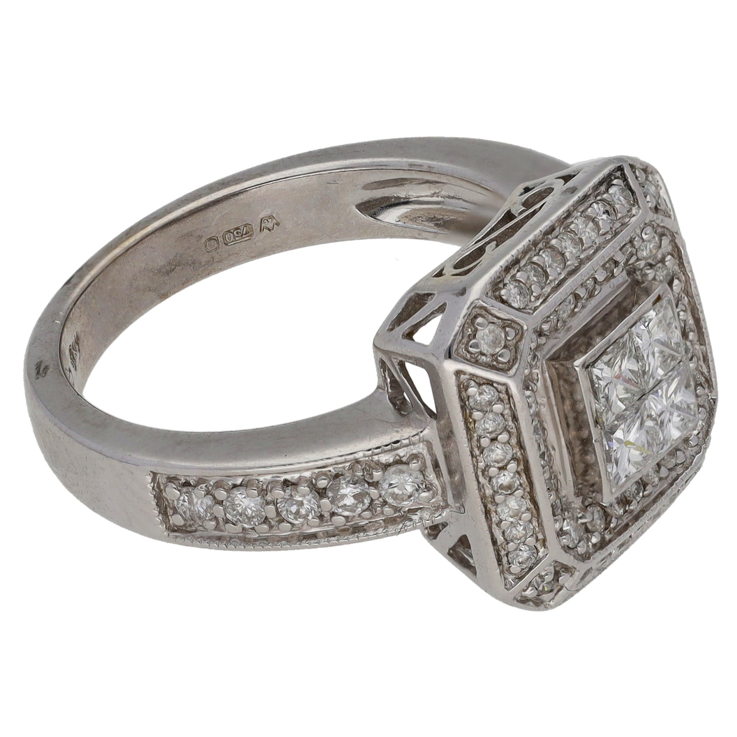 18ct White Gold 0.78ct Diamond Dress/Cocktail Ring Size M