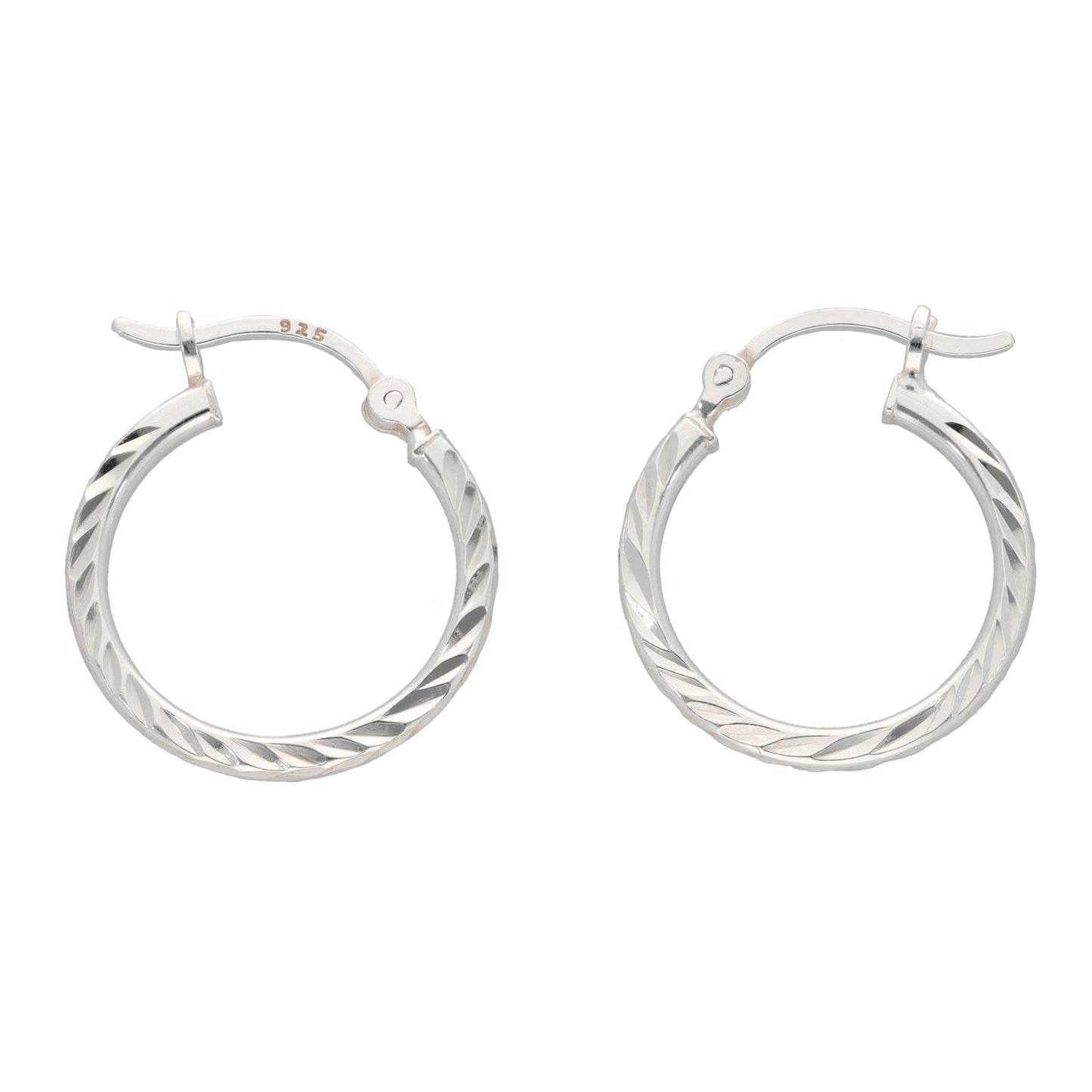 Silver Sterling Patterned Hoop Earrings