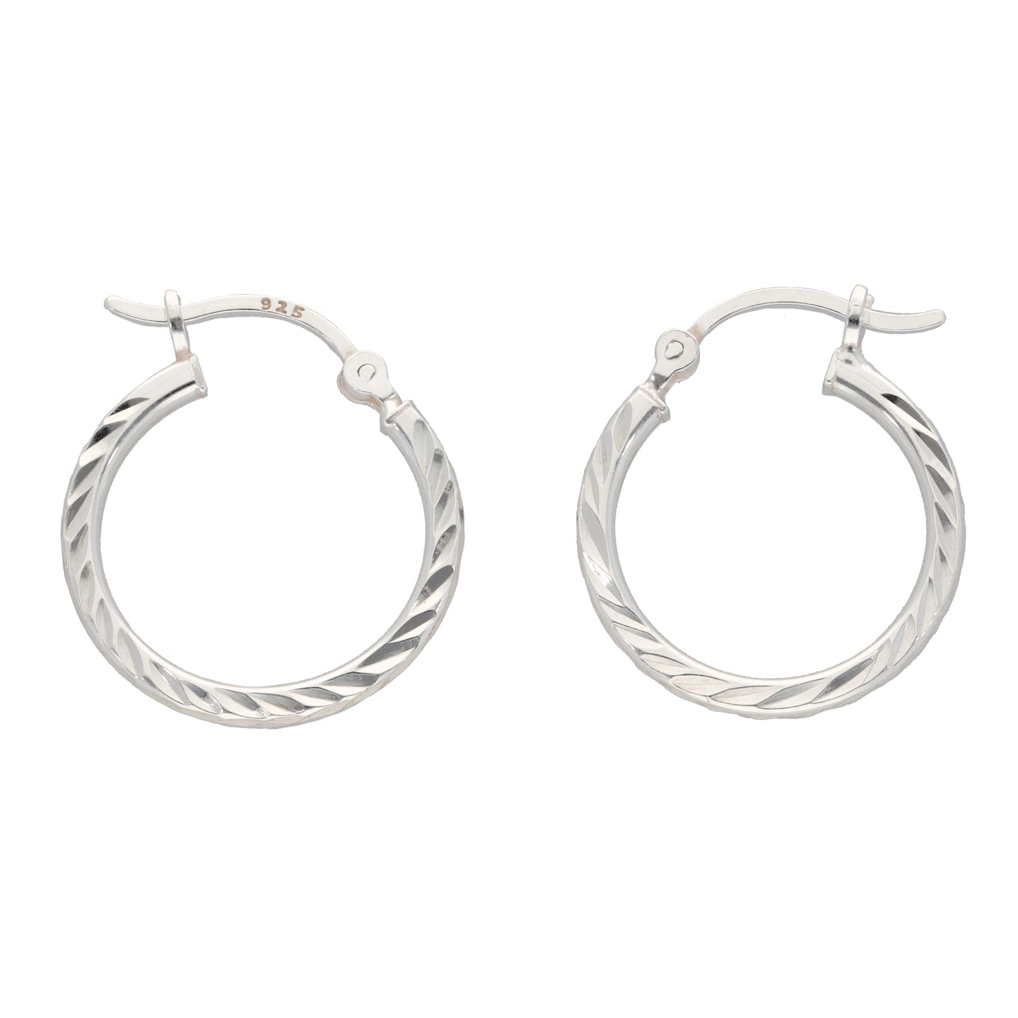 Silver Sterling Patterned Hoop Earrings