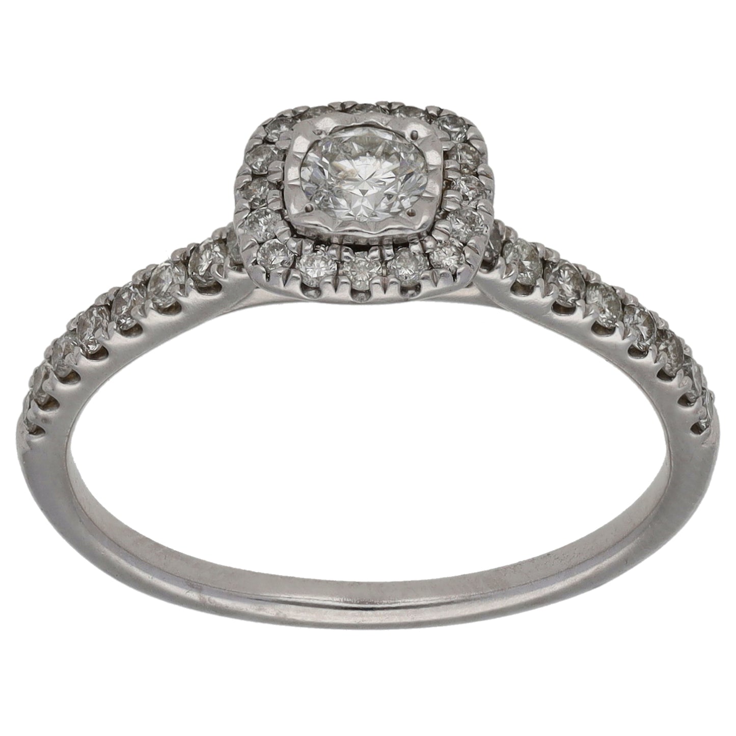 9ct White Gold 0.50ct Diamond Halo Ring Size P