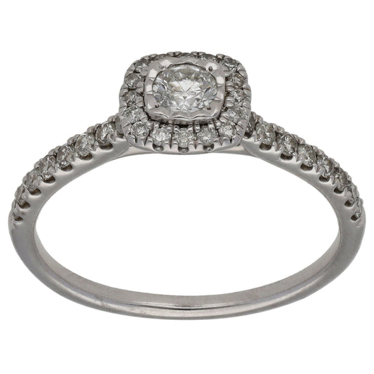 9ct White Gold 0.50ct Diamond Halo Ring Size P
