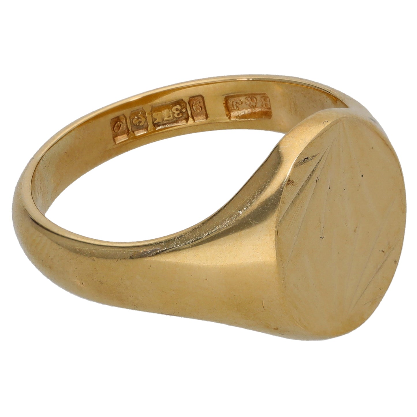9ct Gold Patterned Signet Ring Size S