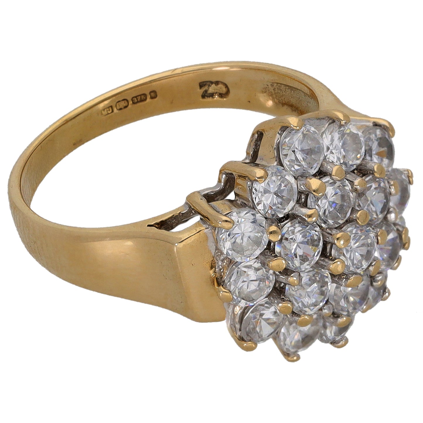 9ct Gold Cubic Zirconia Cluster Ring Size K