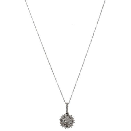 9ct White Gold 0.48ct Diamond Cluster Pendant With Chain