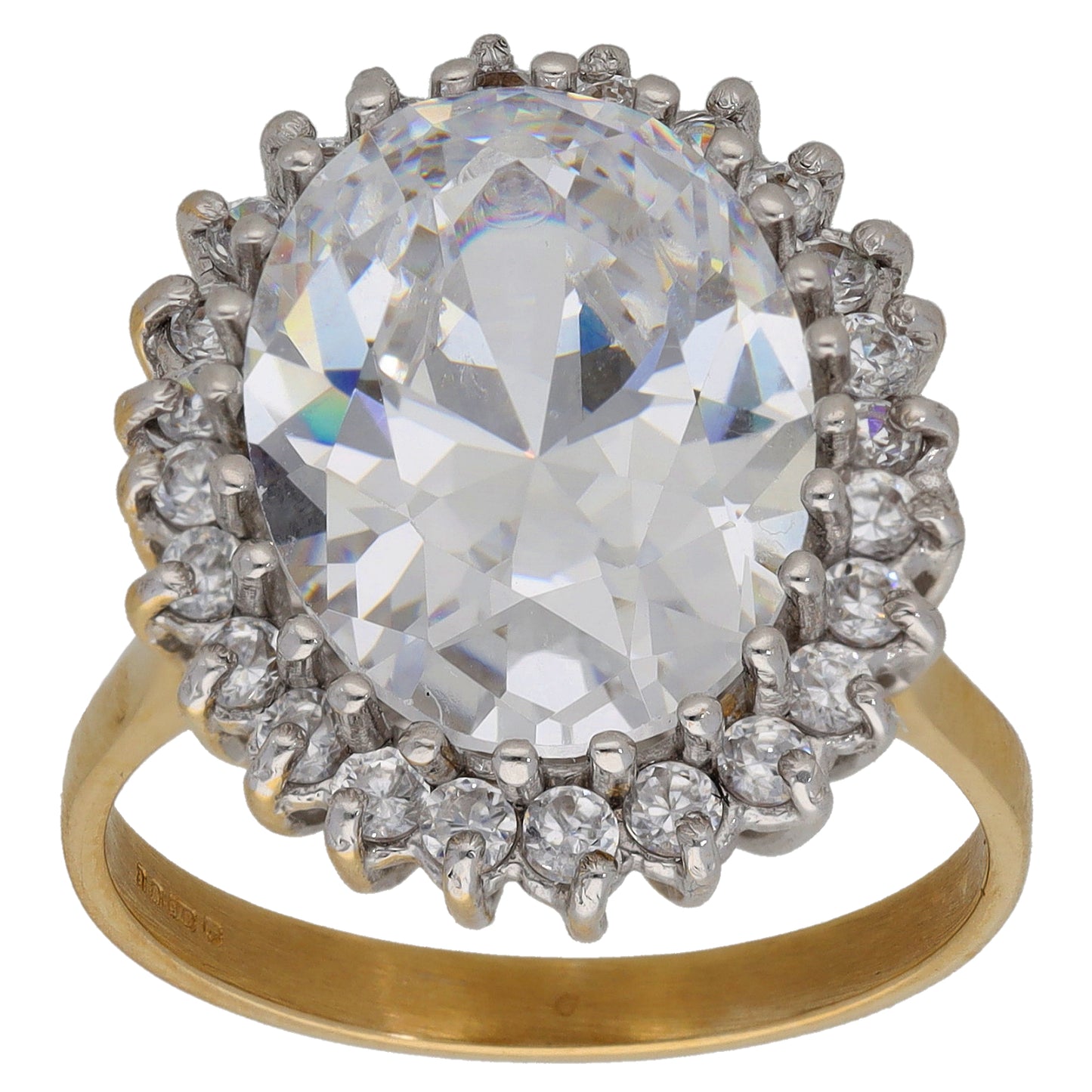9ct Gold Cubic Zirconia Cluster Ring Size T