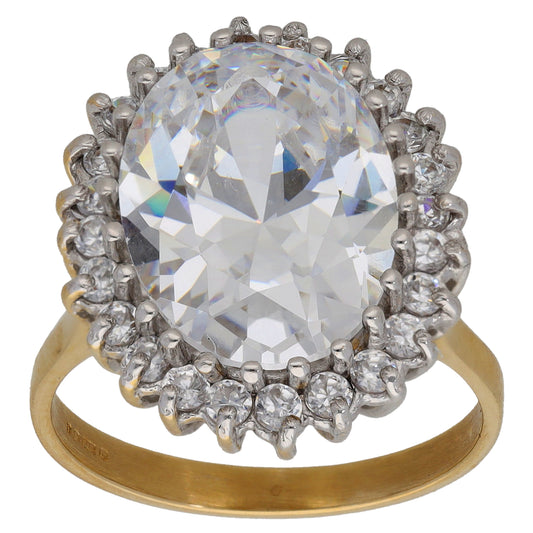 9ct Gold Cubic Zirconia Cluster Ring Size T