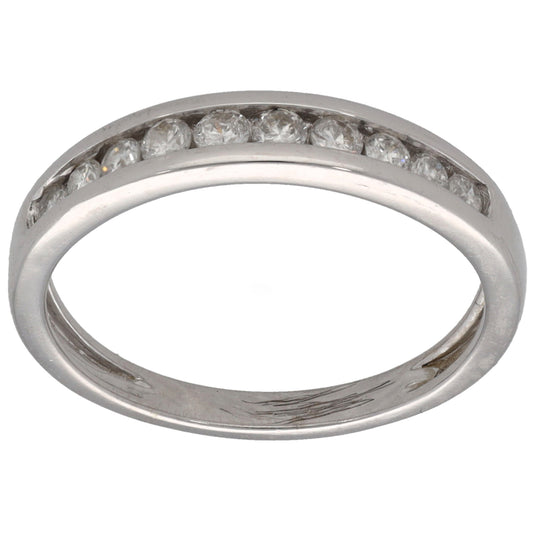 9ct White Gold 0.20ct Diamond Half Eternity Ring Size M