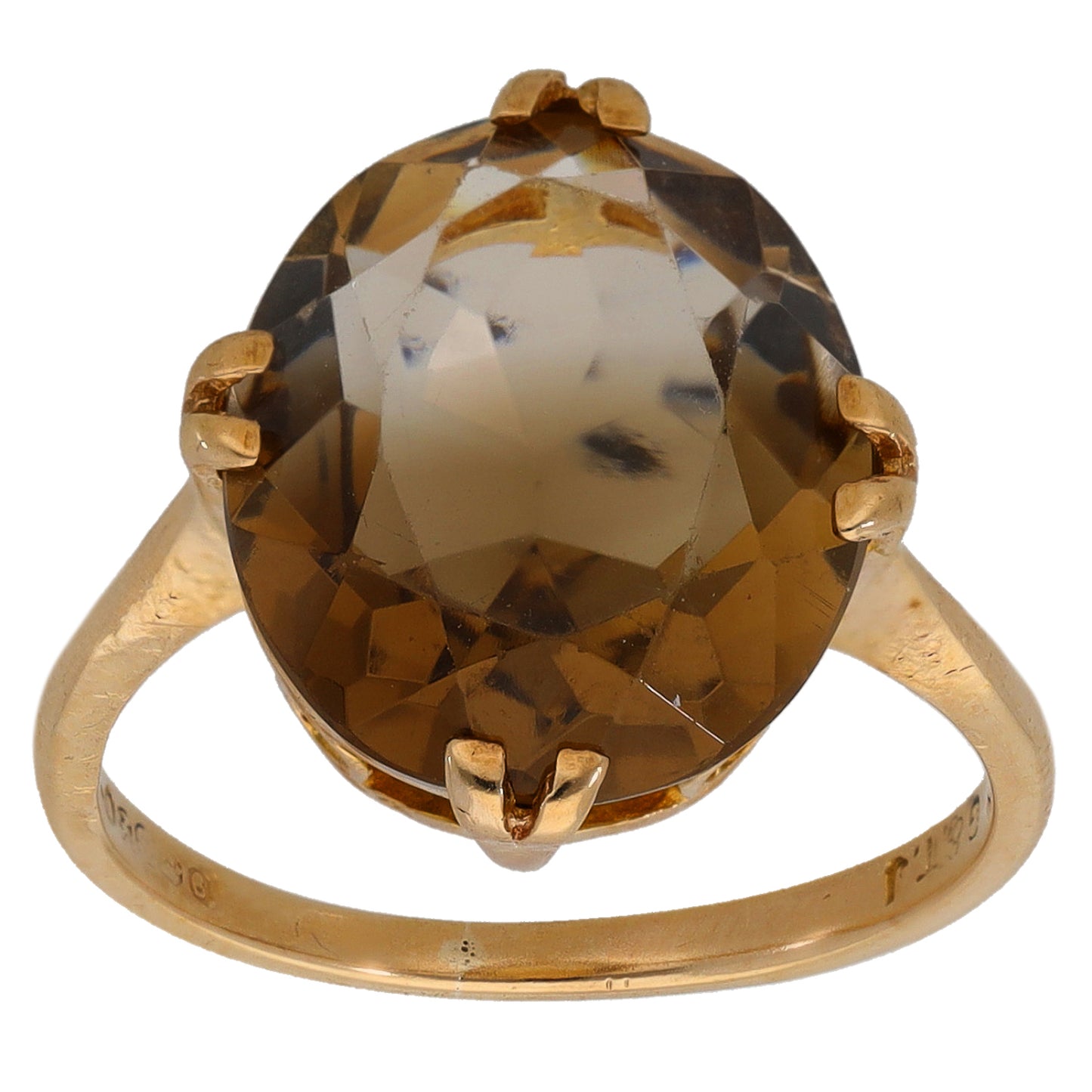 9ct Gold Smoky Quartz Single Stone Ring Size M