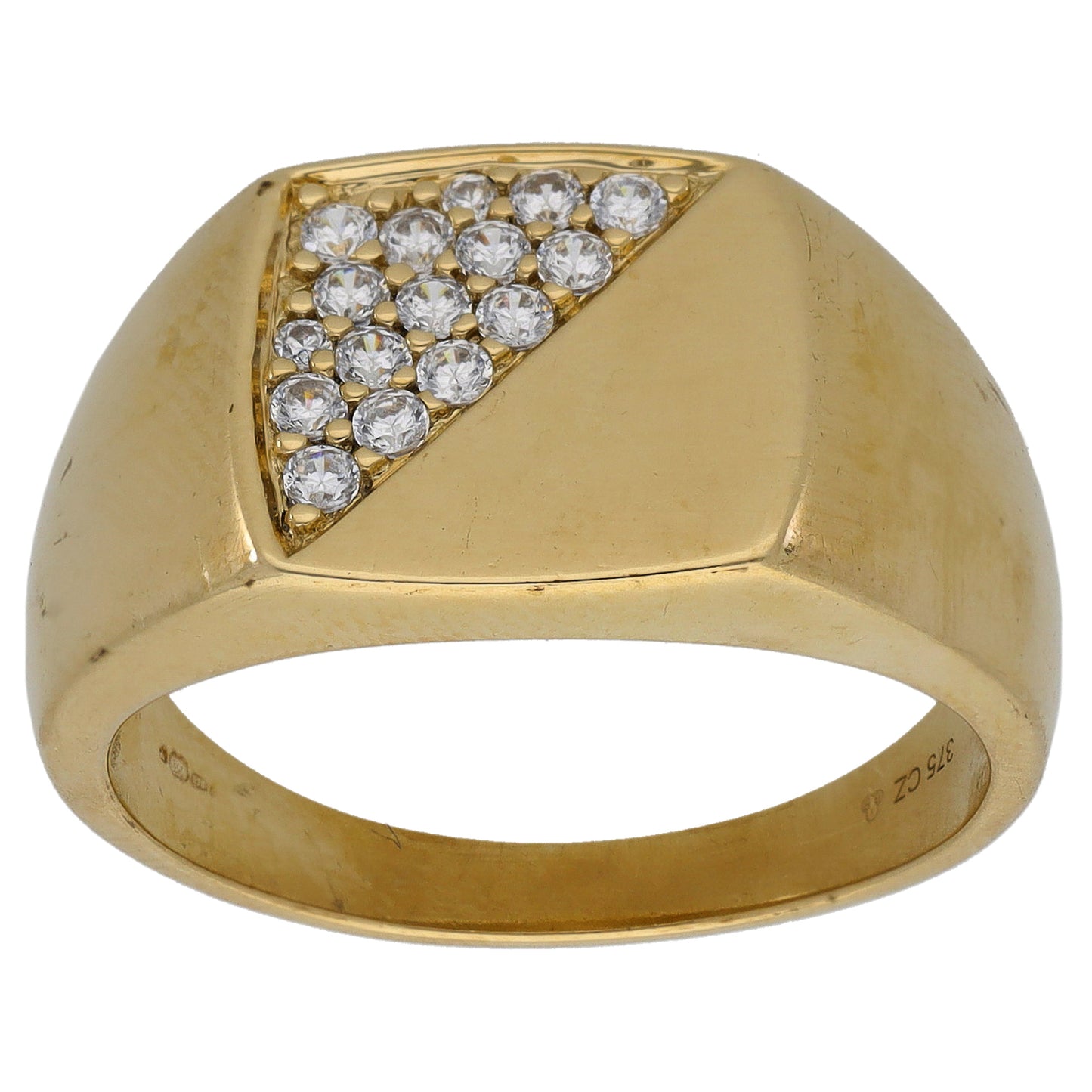 9ct Gold Cubic Zirconia Signet Ring Size V