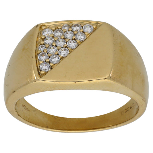 9ct Gold Cubic Zirconia Signet Ring Size V