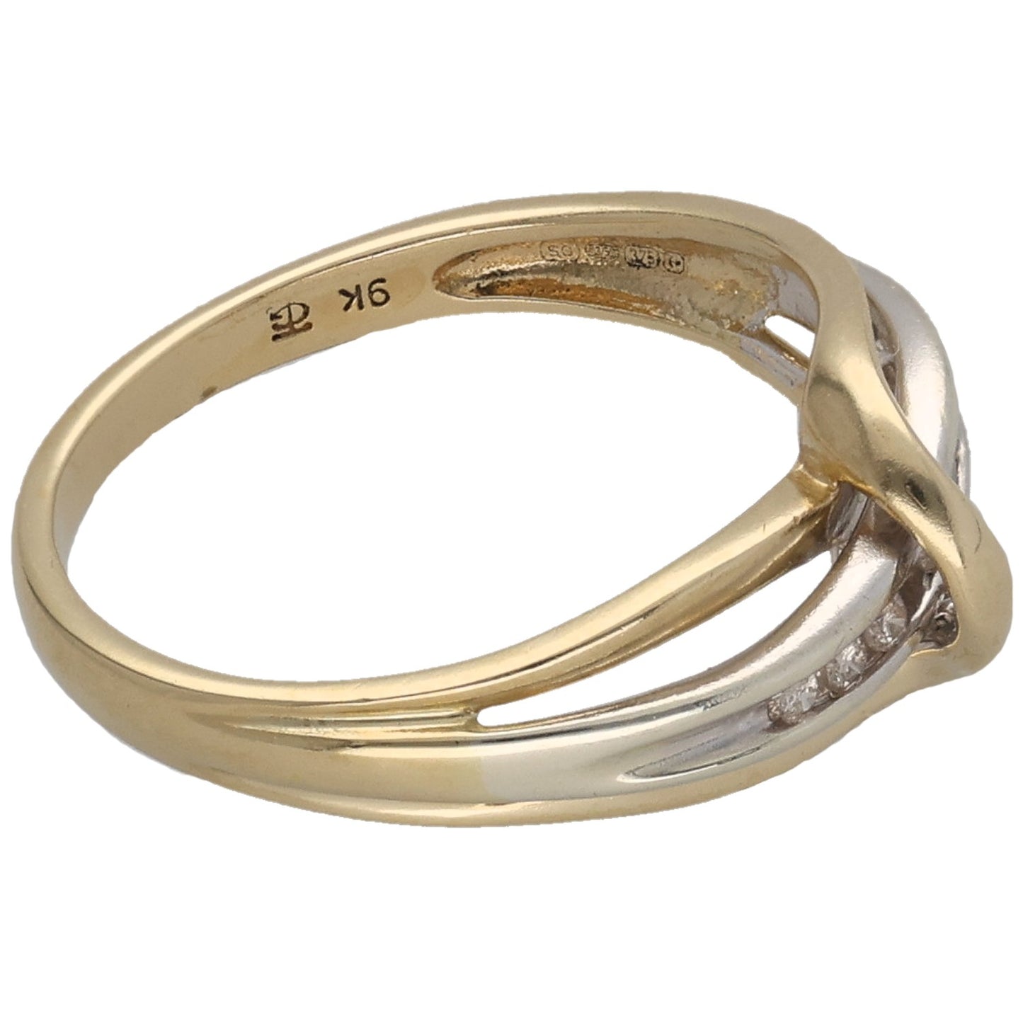 9ct Bi-Colour Gold 0.09ct Diamond Half Eternity Ring Size O