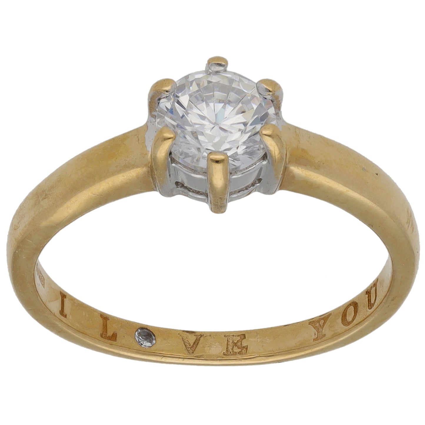 9ct Gold Cubic Zirconia Single Stone Ring Size Q