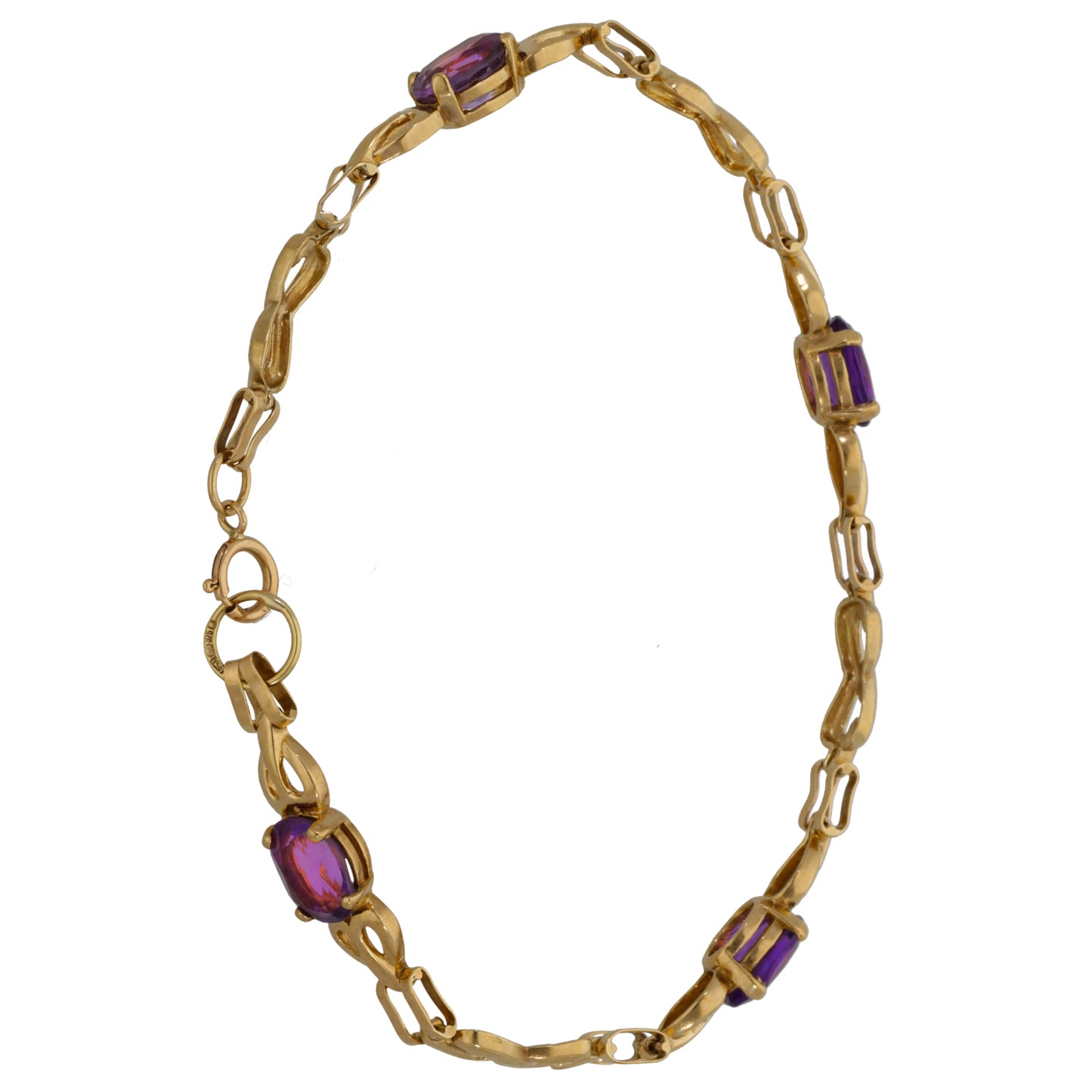 9ct Gold Amethyst Fancy Stone Set Bracelet