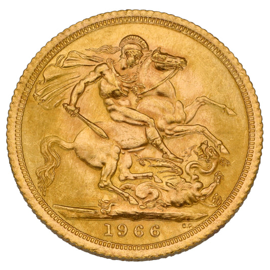 22ct Gold Queen Elizabeth II Full Sovereign Coin 1966