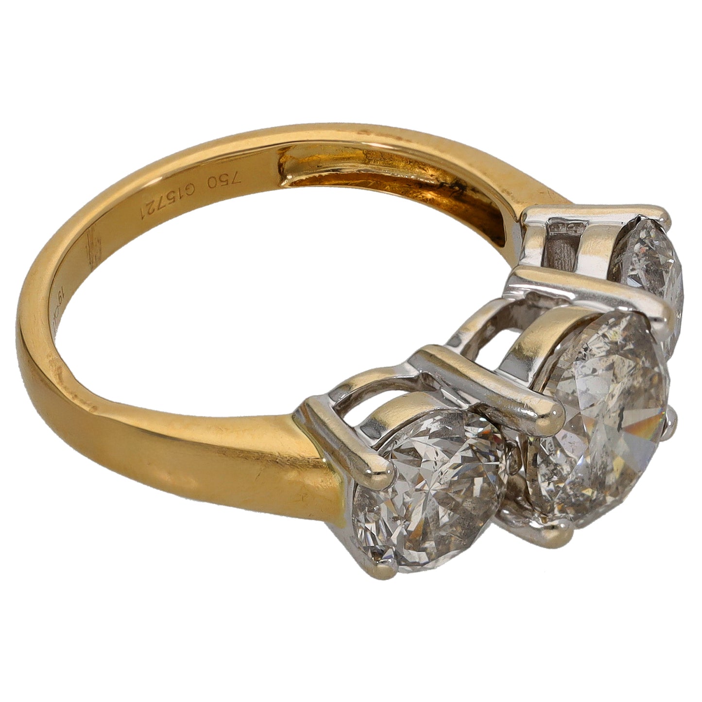 18ct Gold 4.12ct Diamond Trilogy Ring Size N