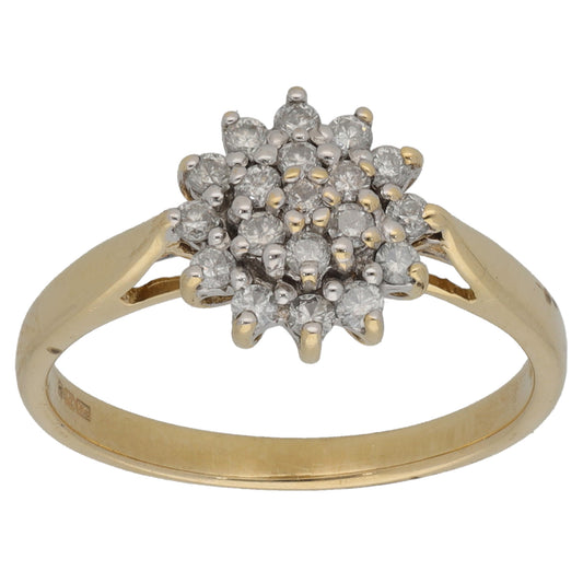 9ct Bicolour Gold 0.19ct Diamond Cluster Ring Size M