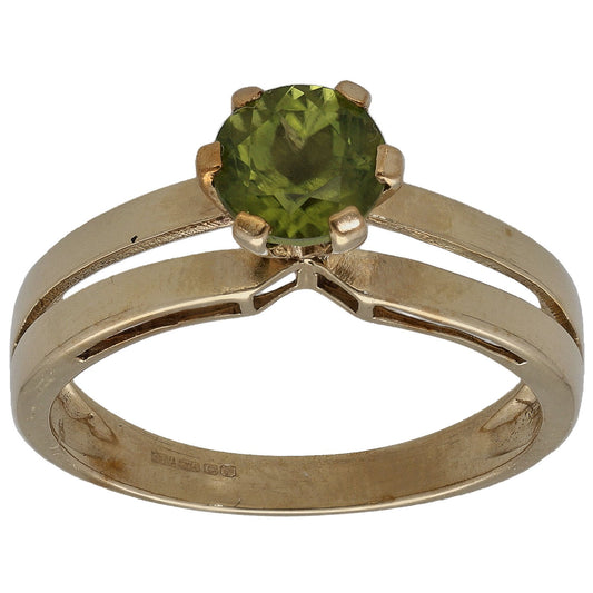 9ct Gold Peridot Single Stone Ring Size N