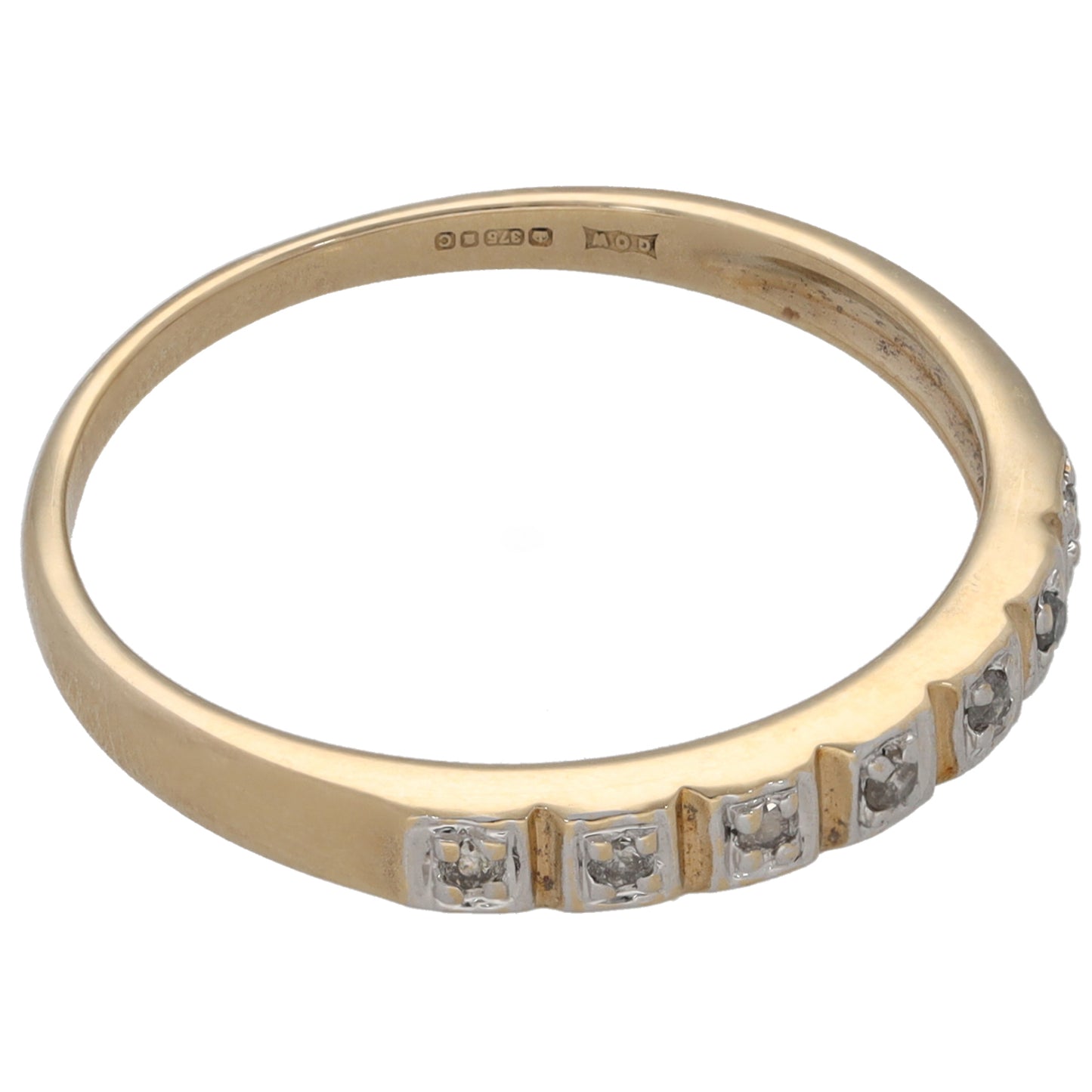 9ct Bicolour Gold 0.07ct Diamond Half Eternity Ring Size S
