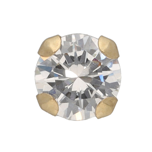 New 9ct Gold Cubic Zirconia Single Stone Stud Earring