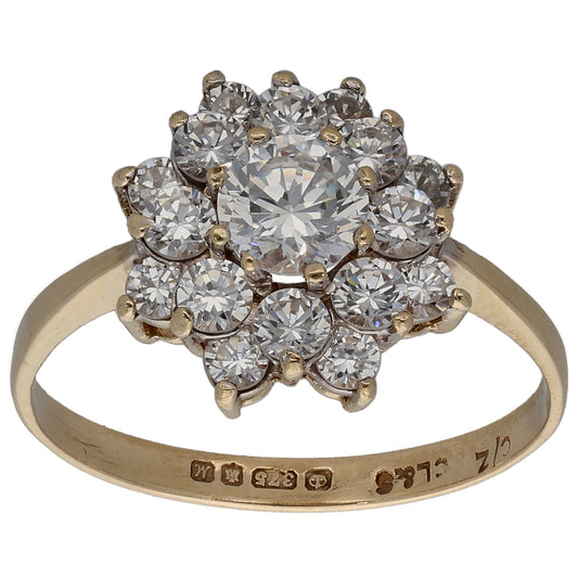 9ct Gold Cubic Zirconia Cluster Ring Size O