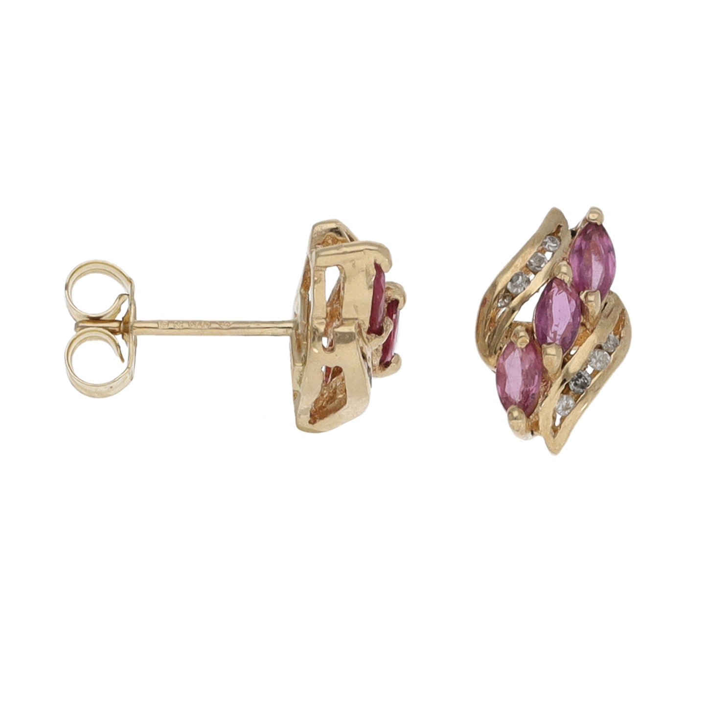 9ct Gold Ruby & 0.16ct Diamond Dress/Cocktail Earrings