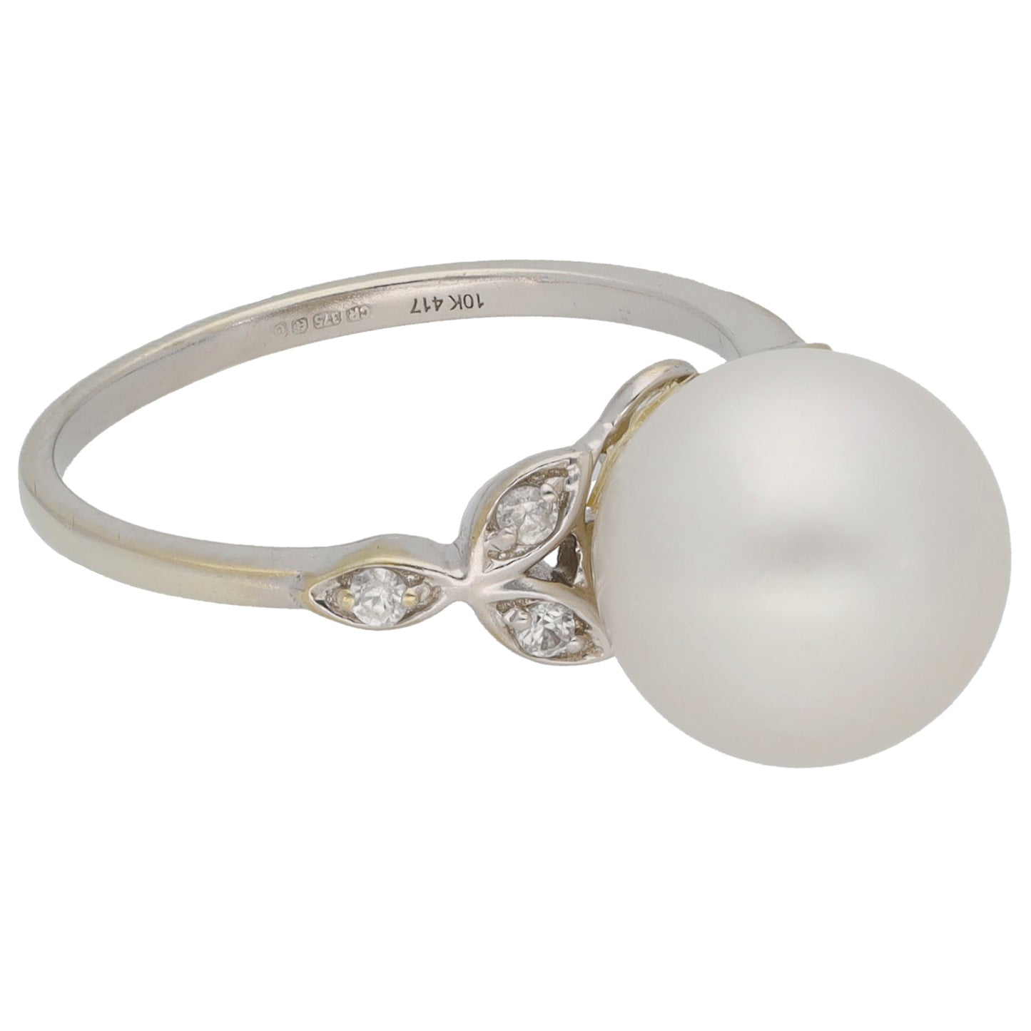 9ct White Gold Cultured Pearl & Imitation Gems Dress/Cocktail Ring Size N