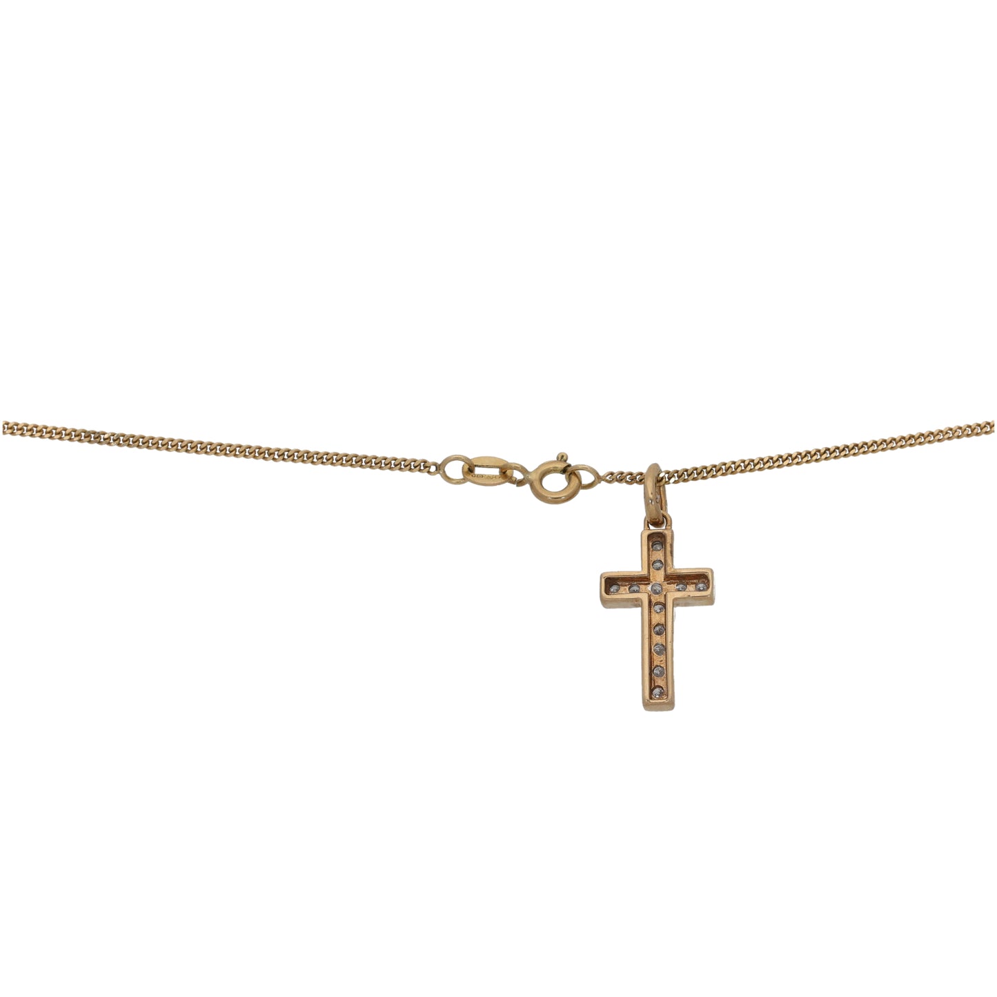 9ct Gold 0.25ct Diamond Cross Pendant With Chain