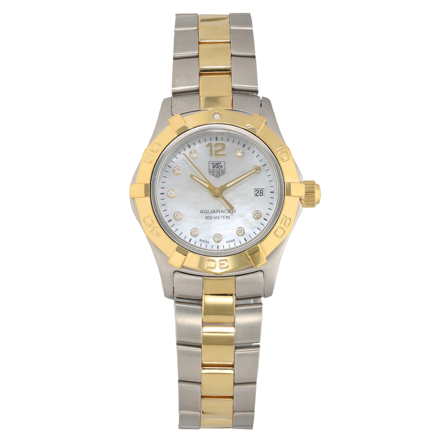 Tag Heuer Aquaracer WAF1425 , white mother of pearl dial, stainless steel and gold, front image