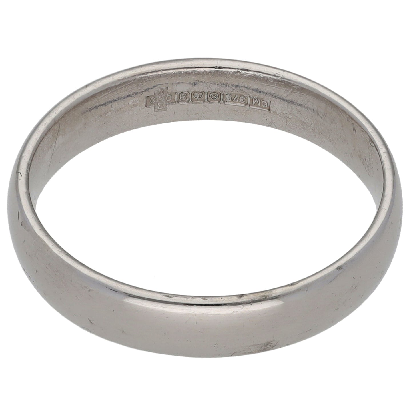 9ct White Gold Plain Wedding Ring Size Q
