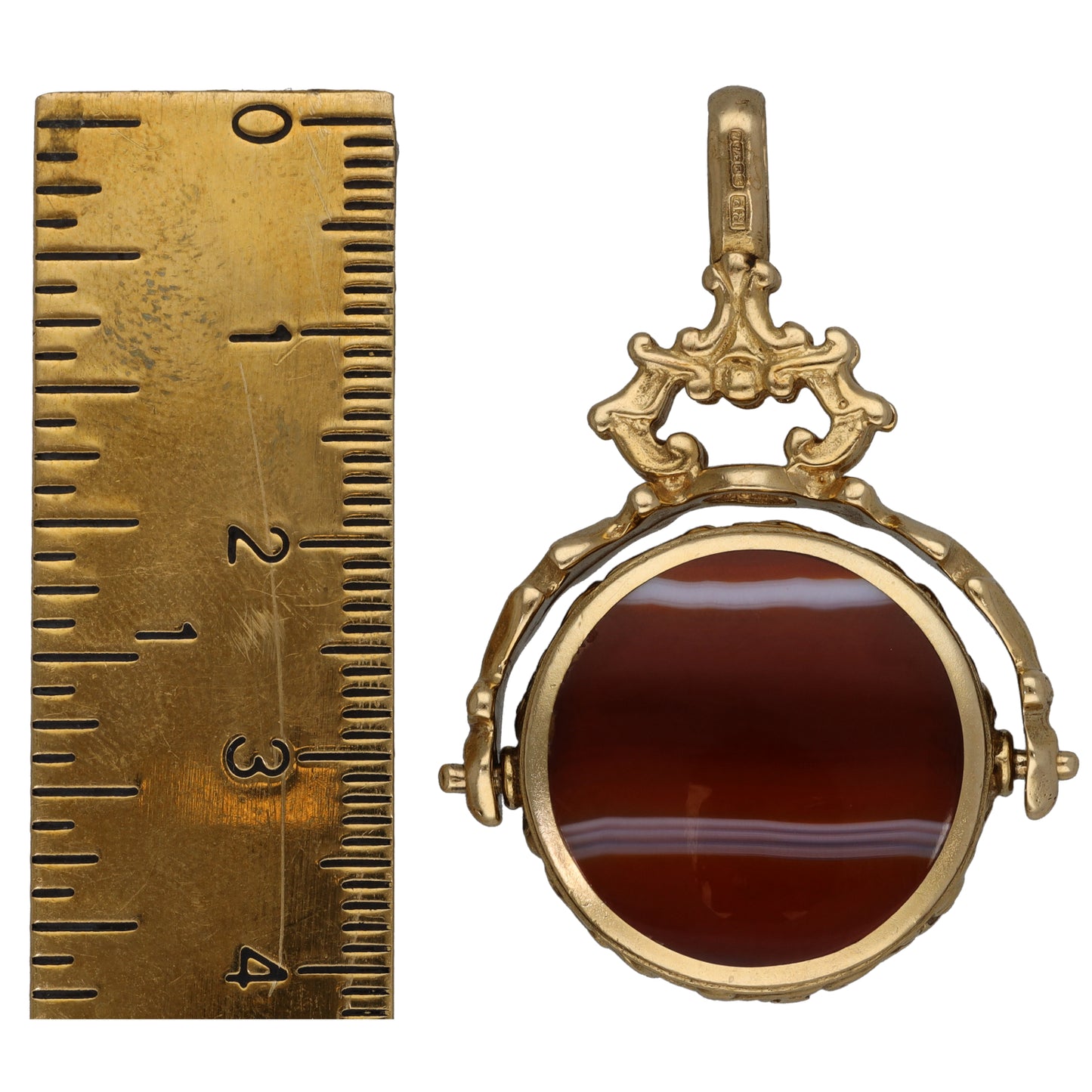 9ct Gold Agate Fob Pendant