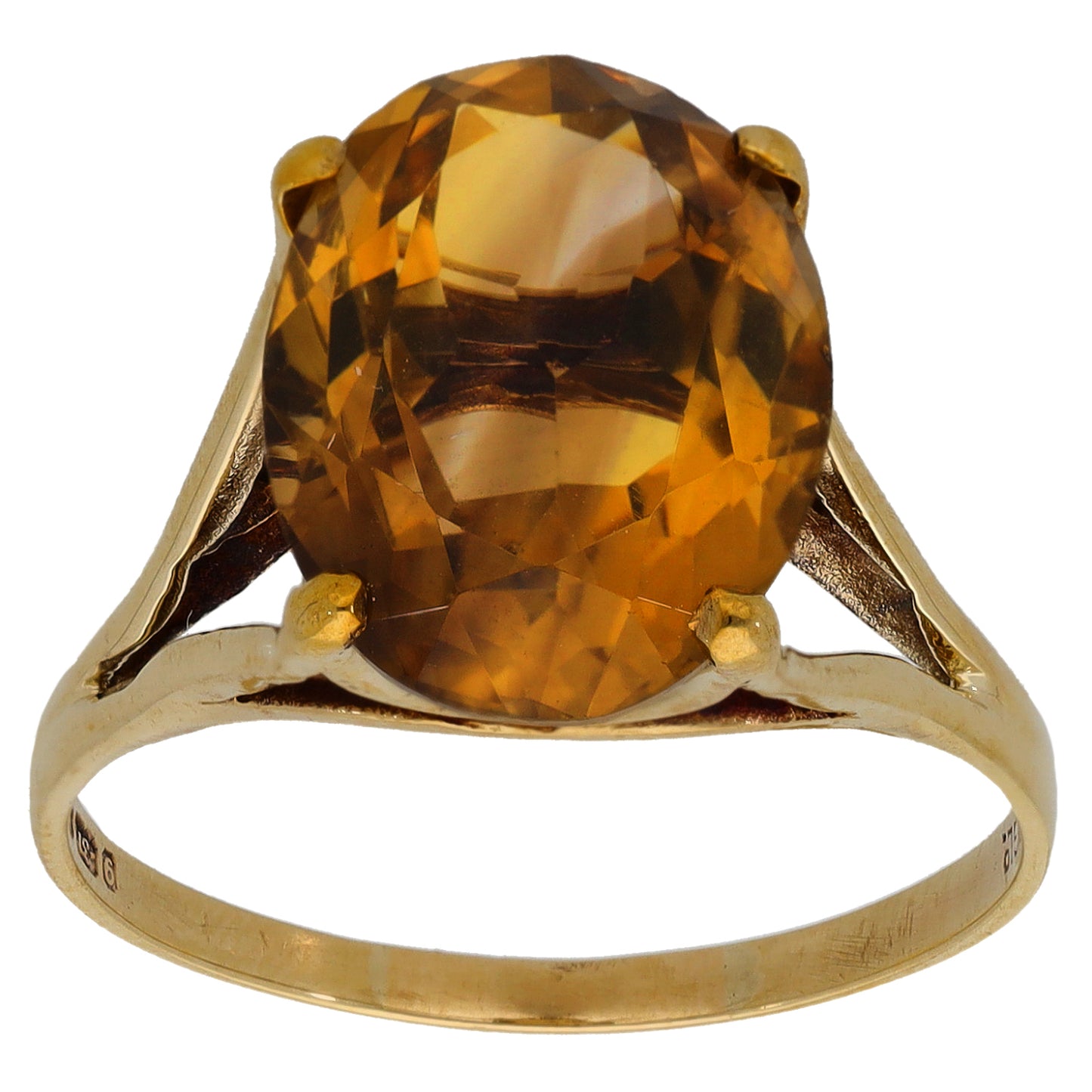 9ct Gold Citrine Single Stone Ring Size U