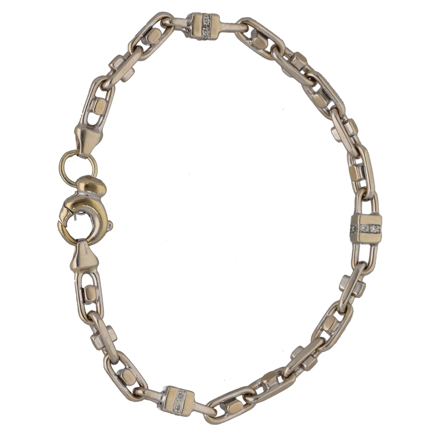 9ct White Gold 0.24ct Diamond Fancy Stone Set Bracelet